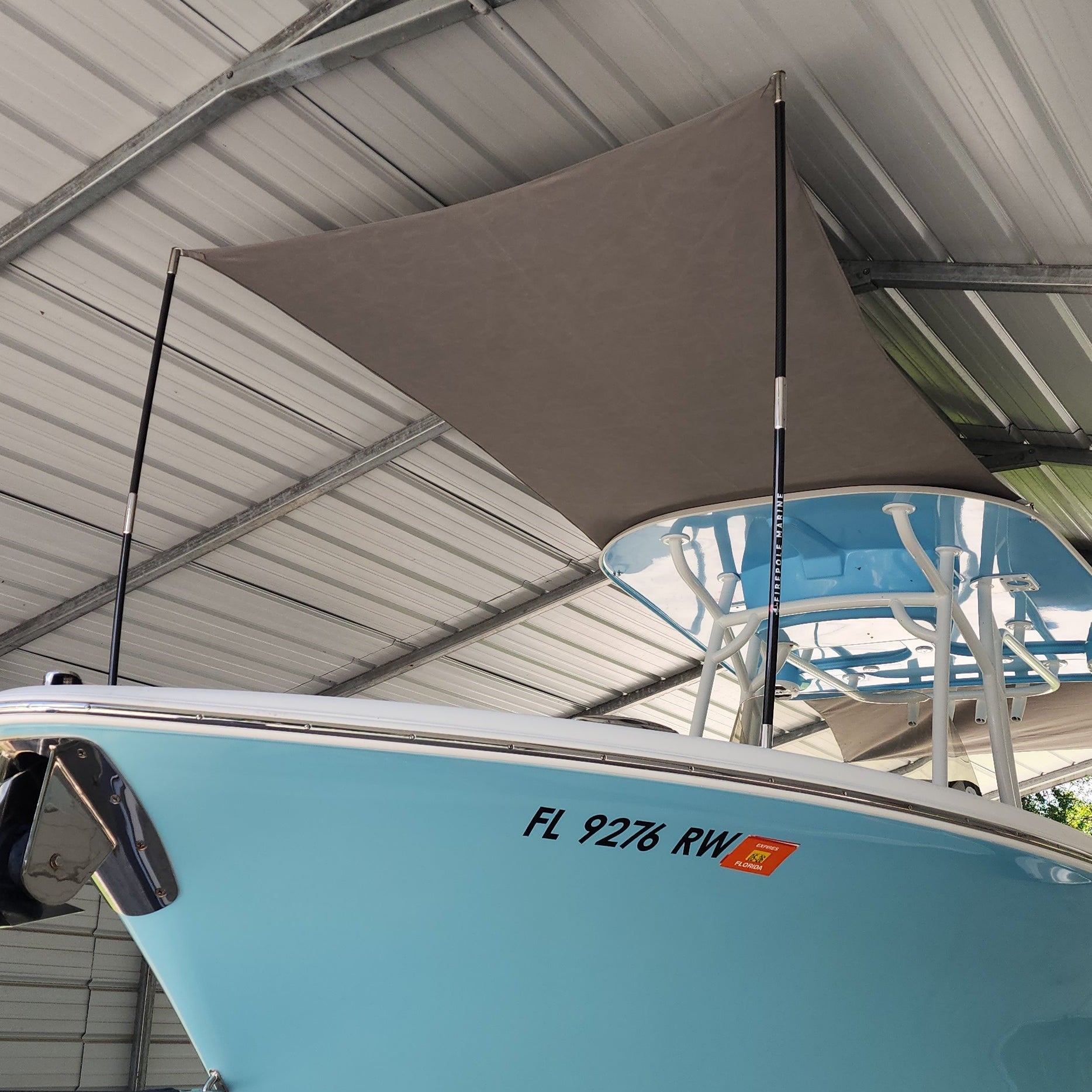 BOW-FireCarbon™ Sunshade Kit (Carbon Fiber Support Poles) by FirePole Marine