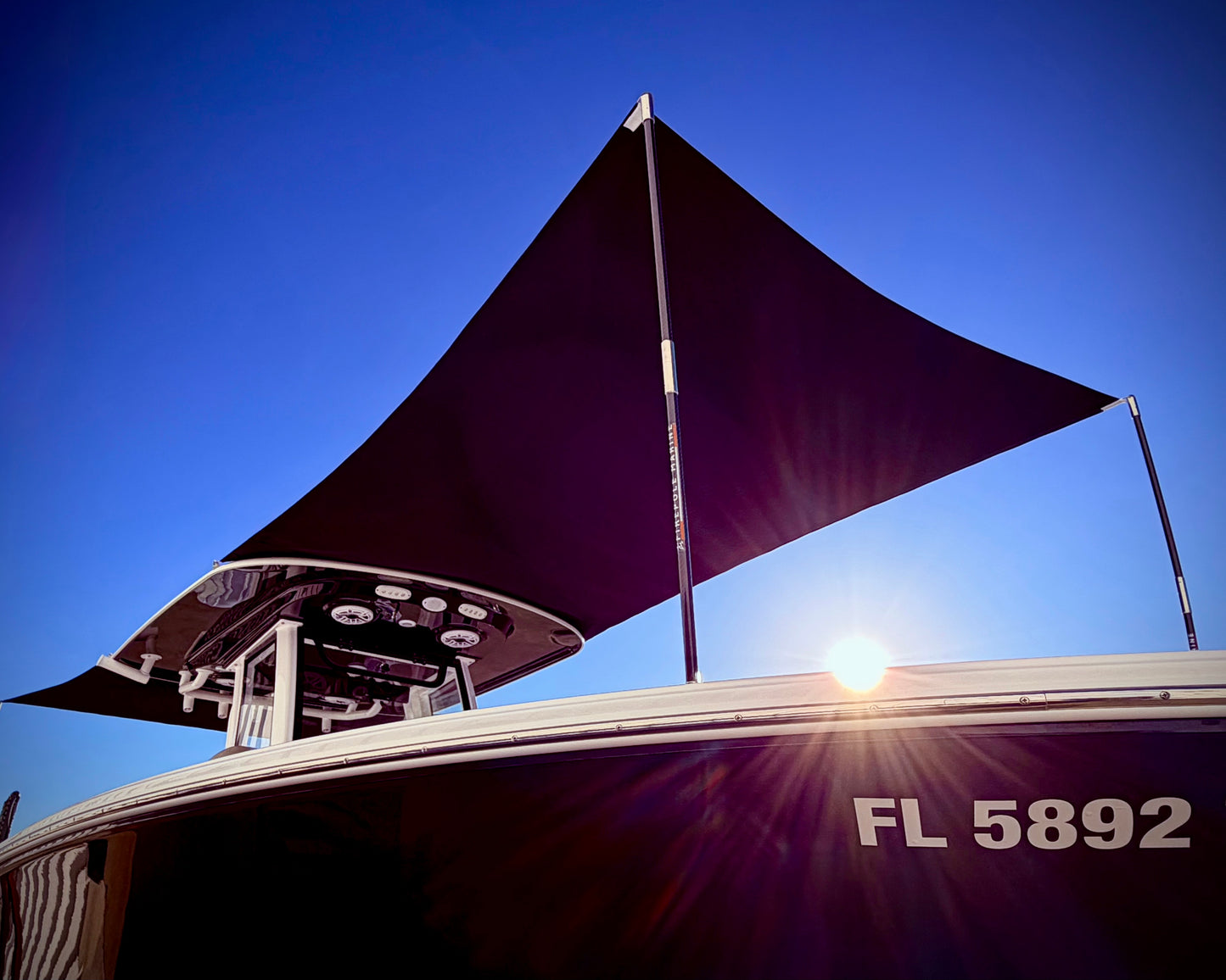 BOW-FireCarbon™ Sunshade Kit (Carbon Fiber Support Poles) by FirePole Marine