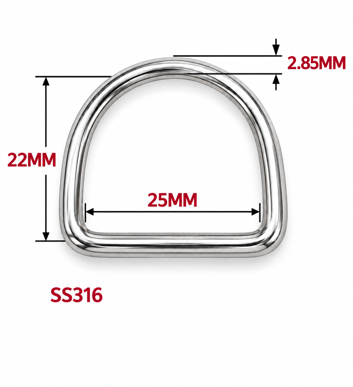 316 Stainless Steel D-Ring – Marine Grade